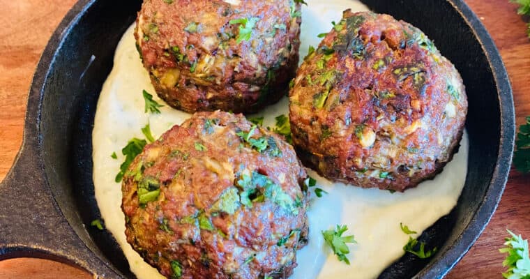 Vegan Greek Meatballs with Creamy Tzatziki Sauce